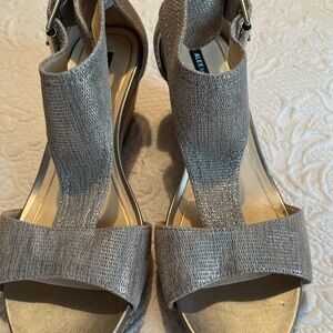 Alex Marie Silver Cork Wedge Sandals